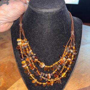 Amber Toned Multi-Strand Necklace